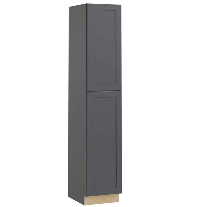Home Decorators Collection Newport 18 in. W x 24 in. D x 90 in. H Assembled Plywood Pantry Kitchen Cabinet in Deep Onyx with Soft Close LH