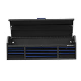 72 in. x 24 in. 10-Drawer Tool Top Chest with Power and USB Outlets in Black and Blue - Super Arbor