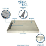 WonderFall Trench 36 in. x 48 in. Single Threshold Shower Base with Left Drain and Tileable Trench Grate - Super Arbor
