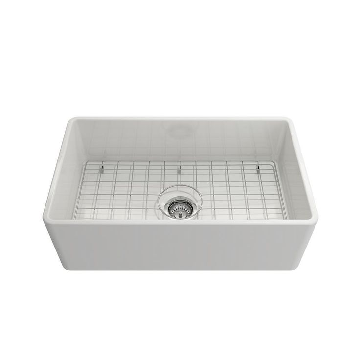 Farmhouse Apron-Front Fireclay 30 in. Single Bowl Kitchen Sink in White with Grid