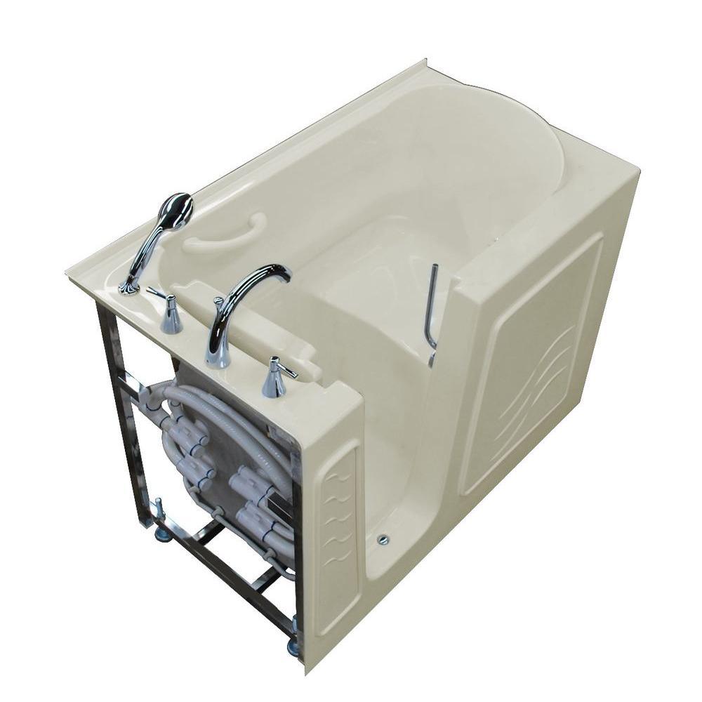 NOVA Heated Rampart 4.5 ft. Walk-in Non-Whirlpool Bathtub with Easy Up Adhesive Wall Surround in Biscuit - Super Arbor