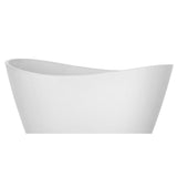 69 in. Acrylic Freestanding Bathtub Flatbottom Stand Alone Tub with Contemporary Modern Design in Glossy White - Super Arbor