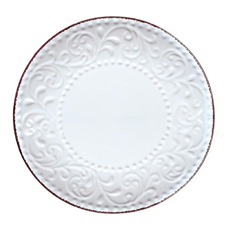 16-Piece Lorren Home Stoneware Scroll Dinnerware Set-White