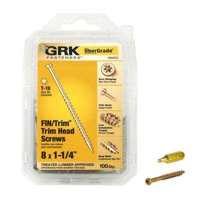 #8 x 1-1/4 in. Star Drive Trim-Head Finish Screw (100-Pack)