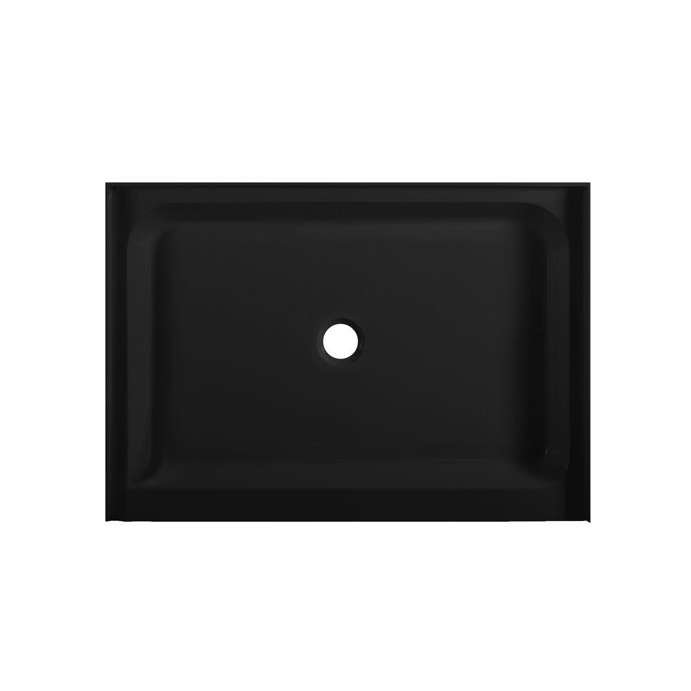 Voltaire 48 in. x 36 in. Single Threshold Center Drain Shower Base in Black - Super Arbor