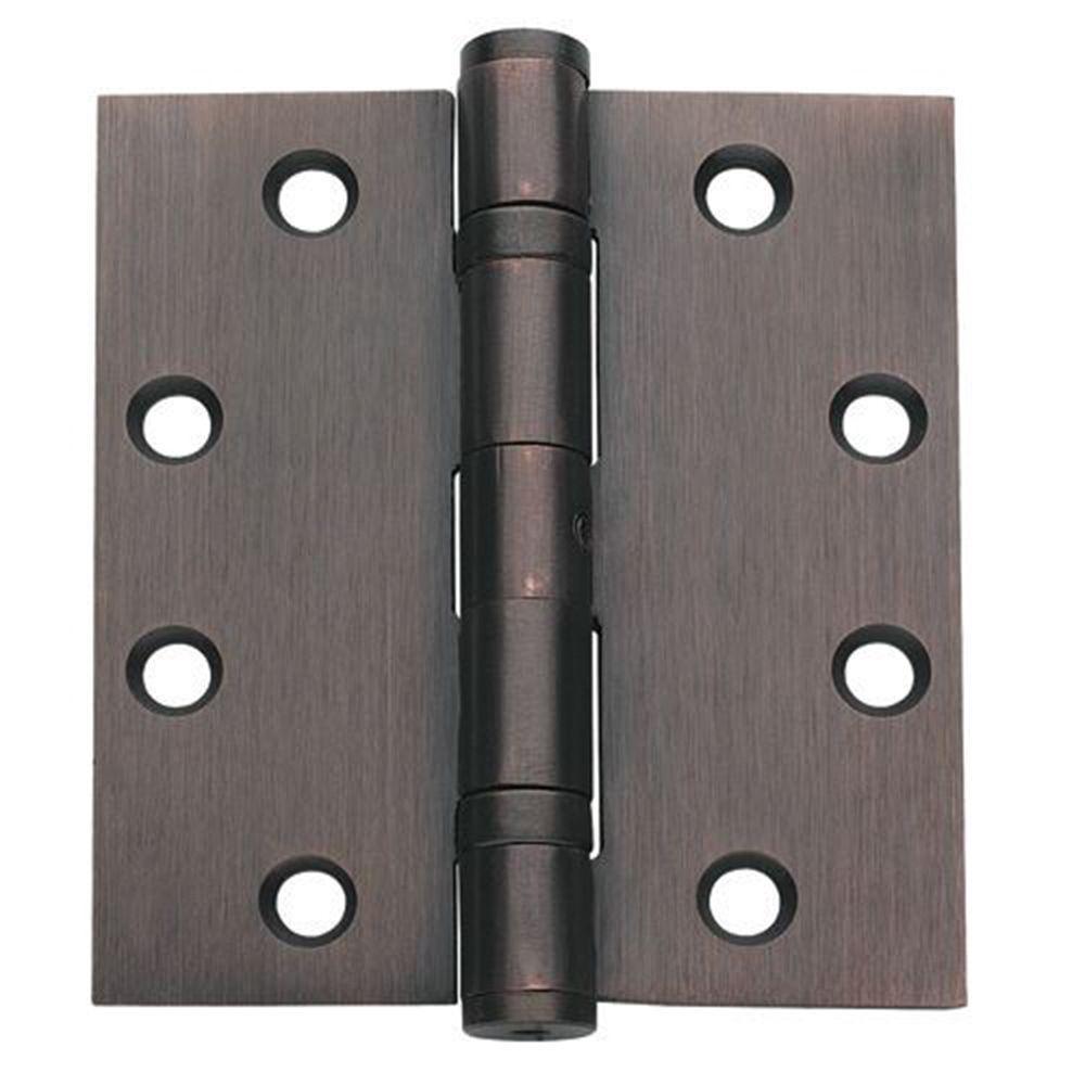 4.5 in. x 4.5 in. Brushed Chrome Ball Bearing Non-Removable Pin Steel Hinge (Set of 3) - Super Arbor