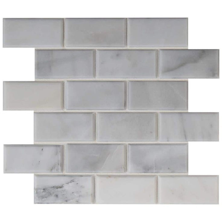 MSI Greecian White Beveled 12 in. x 12 in. x 10 mm Polished Marble Mesh-Mounted Mosaic Tile (1 sq. ft.)