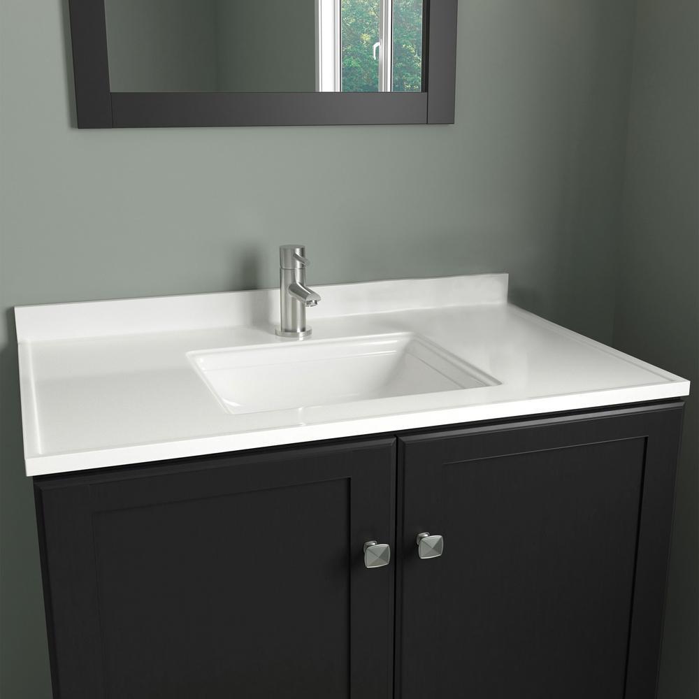 Camilla 61 in. Cultured Marble Vanity Top in Solid White with Basin - Super Arbor