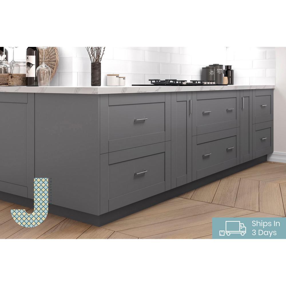Shaker Assembled 36 in. x 34.5 in. x 24 in. Corner Base Cabinet with Lazy Susan Turn Table Accessory in Gray - Super Arbor