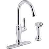 Arsdale Single-Handle Standard Kitchen Faucet with Swing Spout and Sidespray in Oil-Rubbed Bronze - Super Arbor
