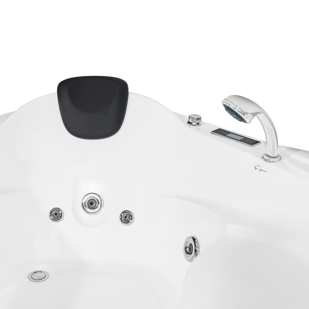 59 in. Left Drain Corner Alcove Whirlpool Bathtub in White - Super Arbor