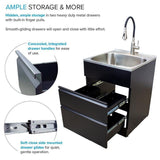 All-in-One 22 in. x 22 in. x 35 in. Metal Drop-In Laundry/Utility Sink and Cabinet in Black