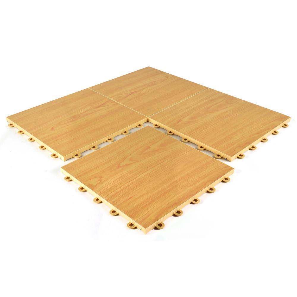Greatmats Click Tile 12-1/8 in. x 12-1/8 in. Light Oak Interlocking Basement Plastic and Vinyl Tile (24-Pack) (24.5 sq. ft.)