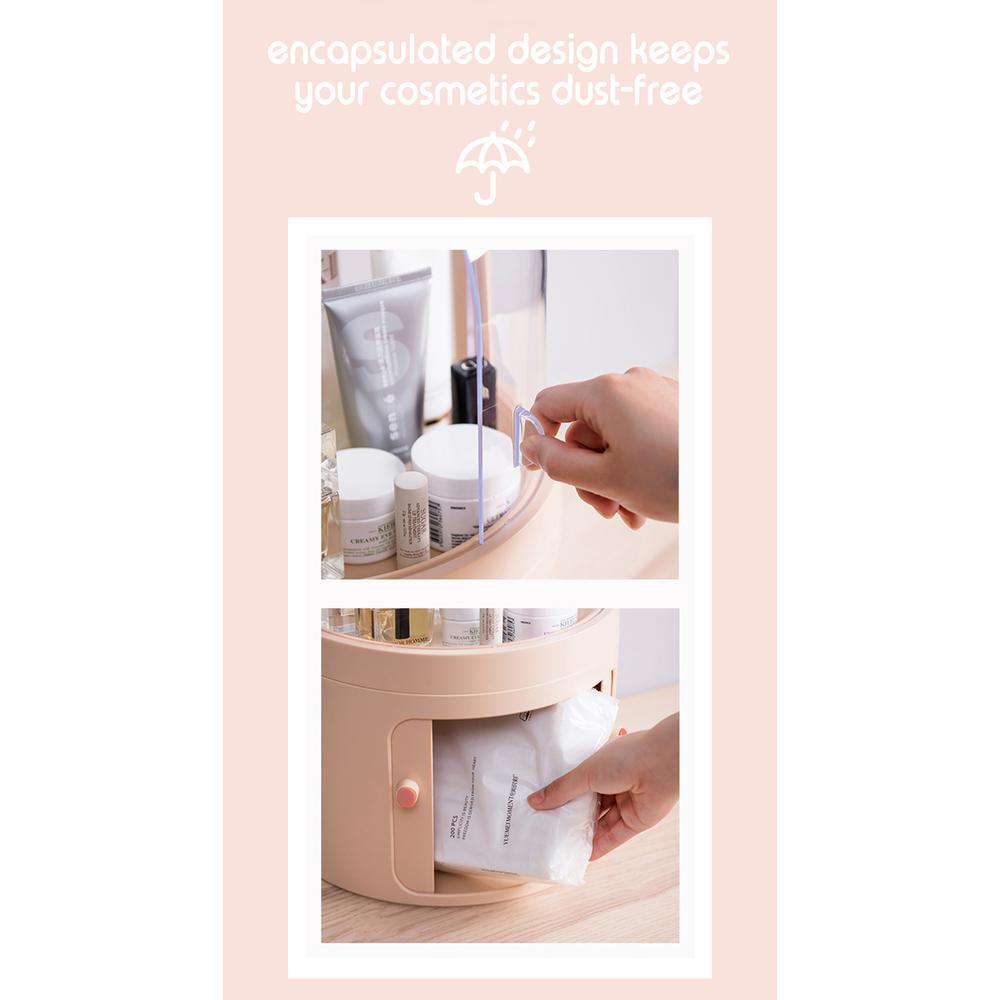 CozyBlock High Dome Makeup Container, Dustproof Makeup Organizer Multi-Level Cosmetic Organizer, Skincare Holder in Blue - Super Arbor