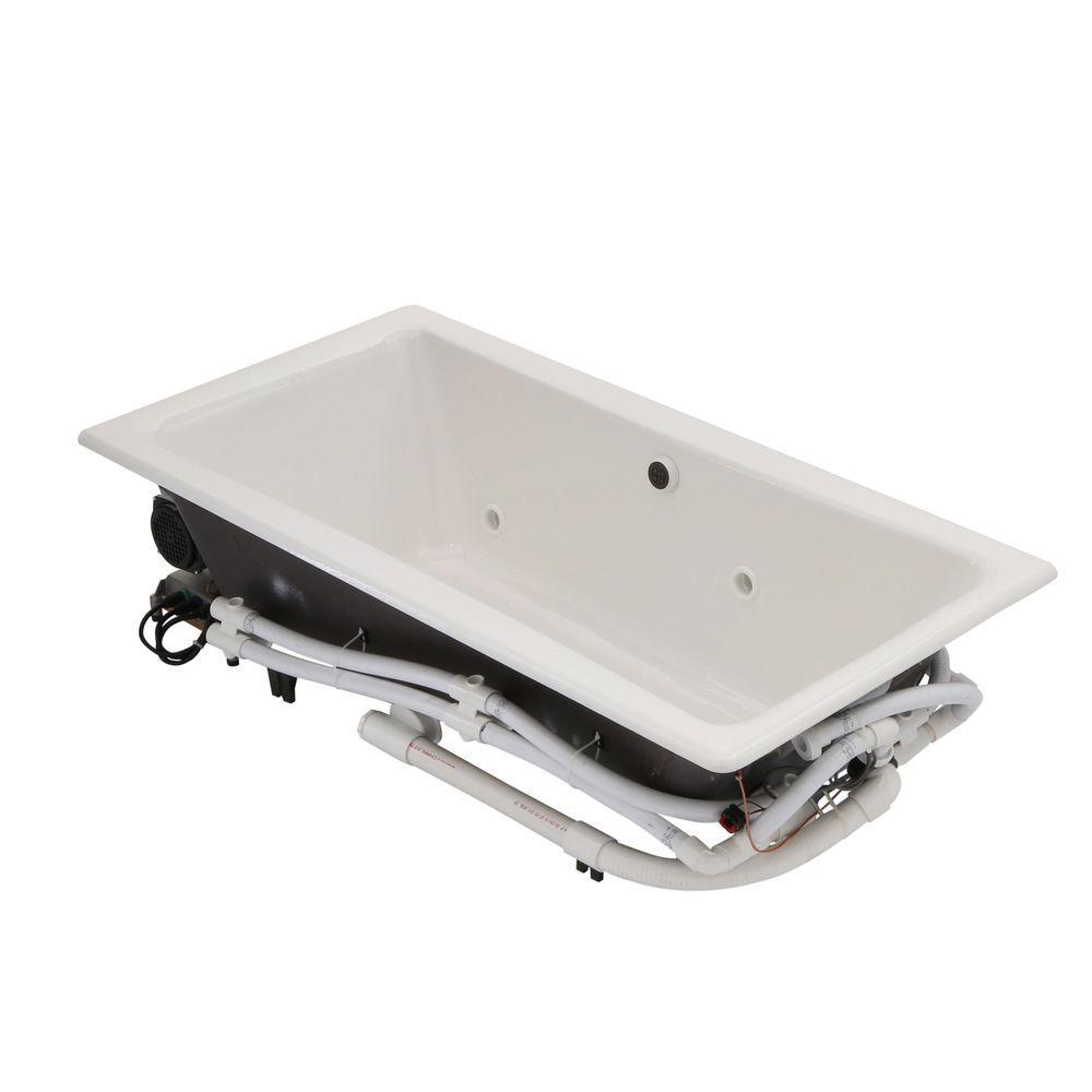 Tea-for-Two 5 ft. Whirlpool Tub with Reversible Drain in White - Super Arbor