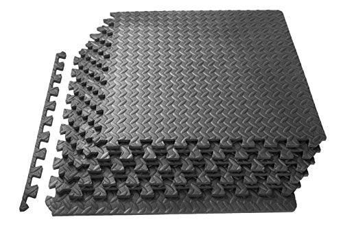 Puzzle Exercise Mat EVA Foam Interlocking Tiles 24 Square Feet Grey