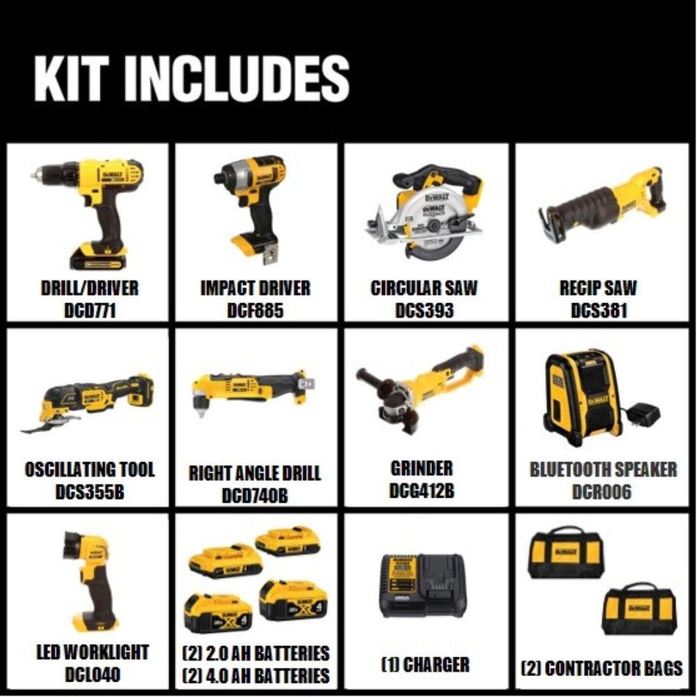 20-Volt MAX XR Lithium-Ion Cordless Combo Kit (9-Tool) with Bonus Battery 2-Pack - Super Arbor