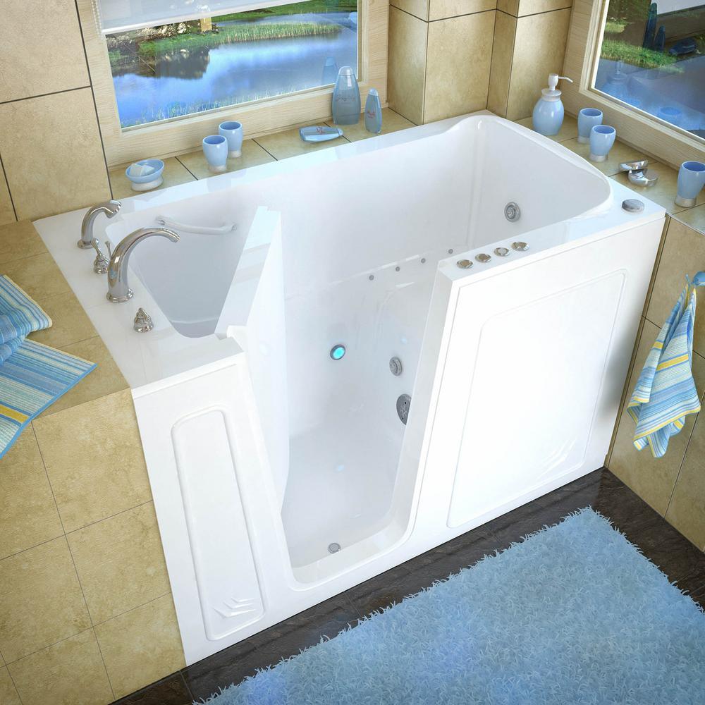HD Series 60 in. Left Drain Quick Fill Walk-In Whirlpool and Air Bath Tub with Powered Fast Drain in White - Super Arbor