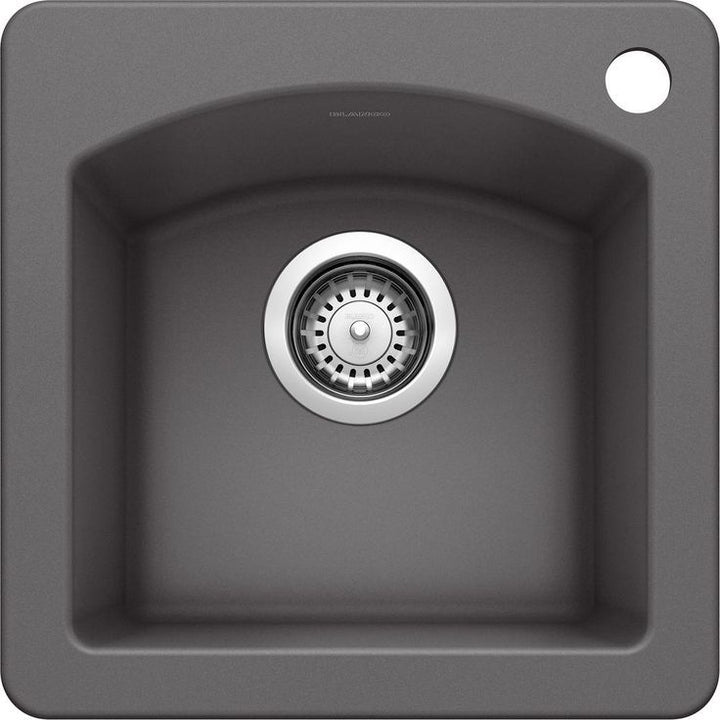 DIAMOND Dual Mount Granite Composite 15 in. 1-Hole Single Bowl Bar Sink in Cinder
