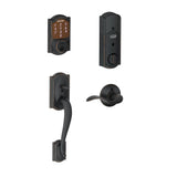 Camelot Aged Bronze Sense Smart Deadbolt and Camelot Handleset with Accent Lever with Camelot Trim - Super Arbor