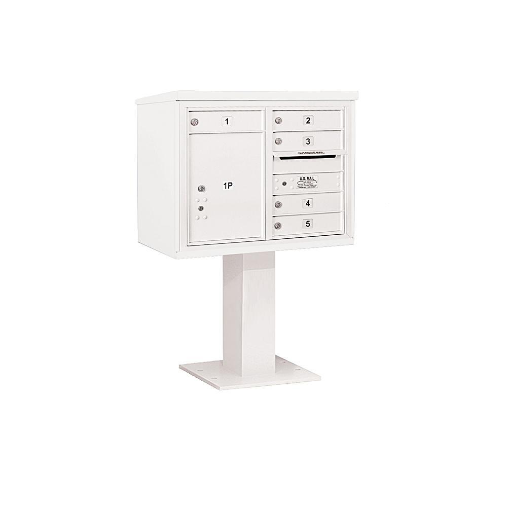 3400 Horizontal Series 5-Compartment 1-Parcel Locker Pedestal Mount Mailbox - Super Arbor