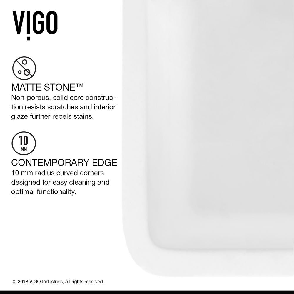 Matte Stone White Composite 33 in. Single Bowl Reversible Flat Farmhouse Apron-Front Kitchen Sink with Strainer - Super Arbor