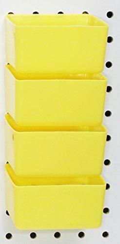 PEG BOARD Yellow Plastic Part Bins  Hooks to Peg Tool Board - Workbench Pegboard Holder 10 PACK