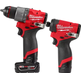 Milwaukee M18 FUEL 18V Brushless Cordless Hammer Drill & Impact Driver Combo Kit (2-Tool) with Oscillating Multi-Tool, XC5.0 Batteries
