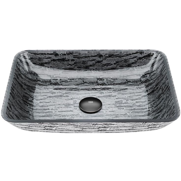 VIGO Titanium Handmade Glass Rectangle Vessel Bathroom Sink in Slate Grey