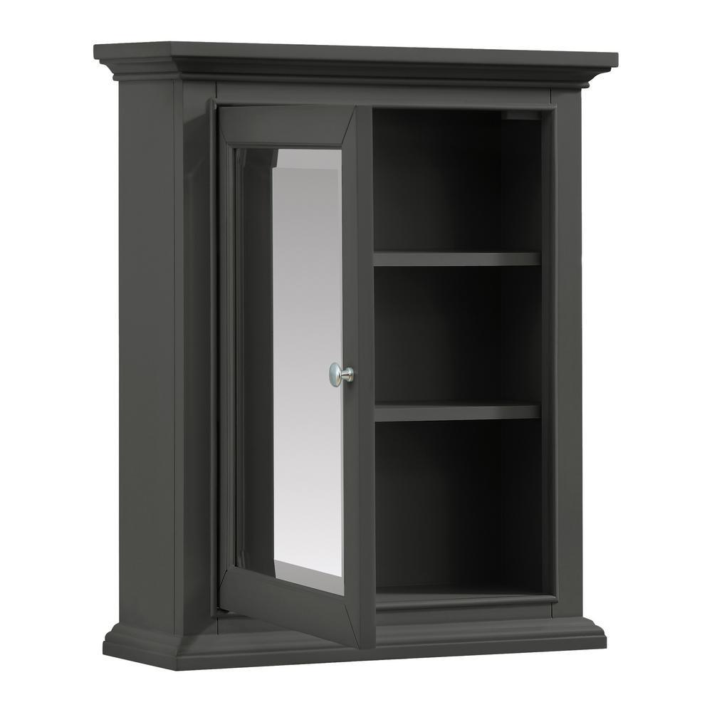Windlowe 24 in. x 28 in. Surface-Mount Medicine Cabinet in Gray - Super Arbor