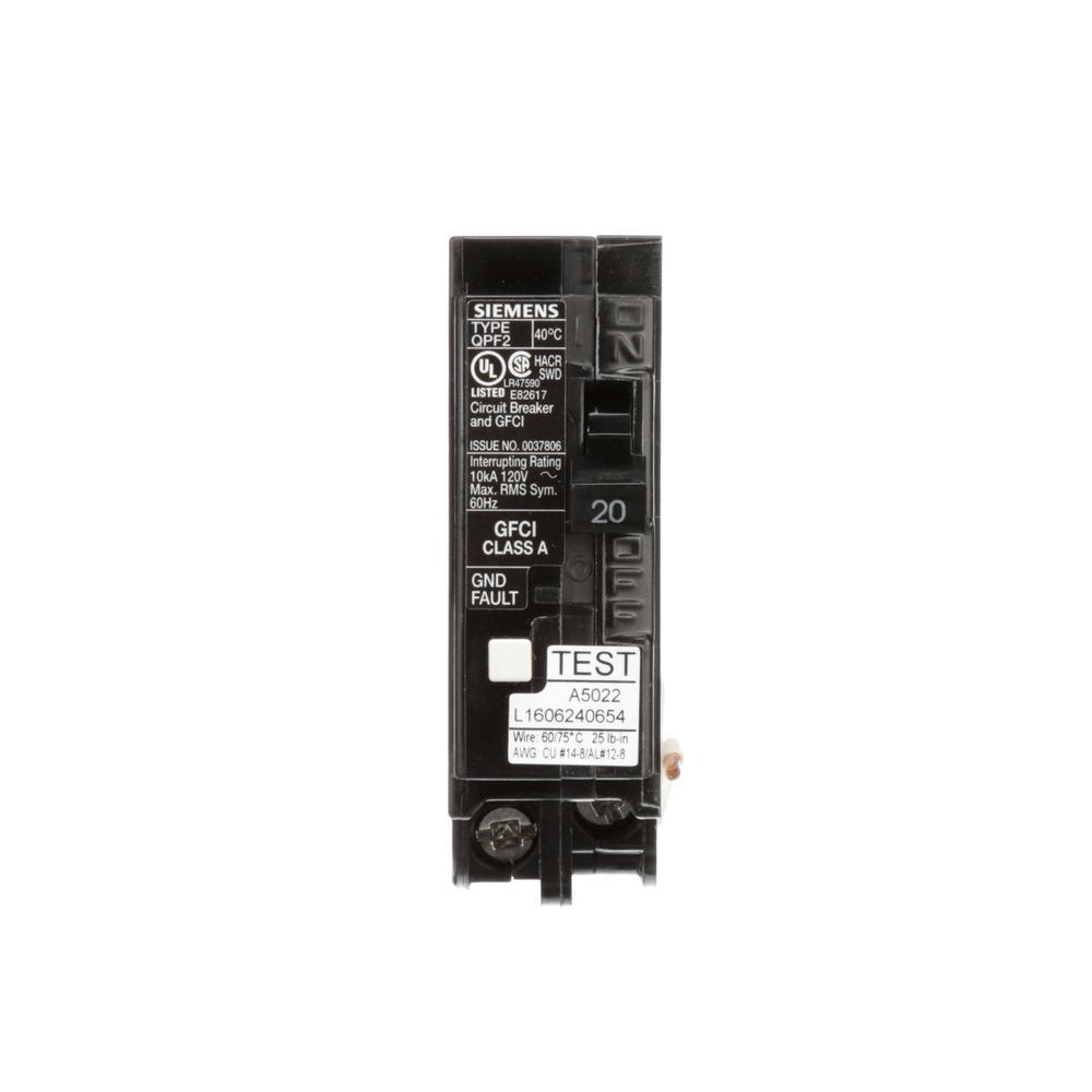 20 Amp Single Pole Type QPF2 GFCI Circuit Breaker - Super Arbor