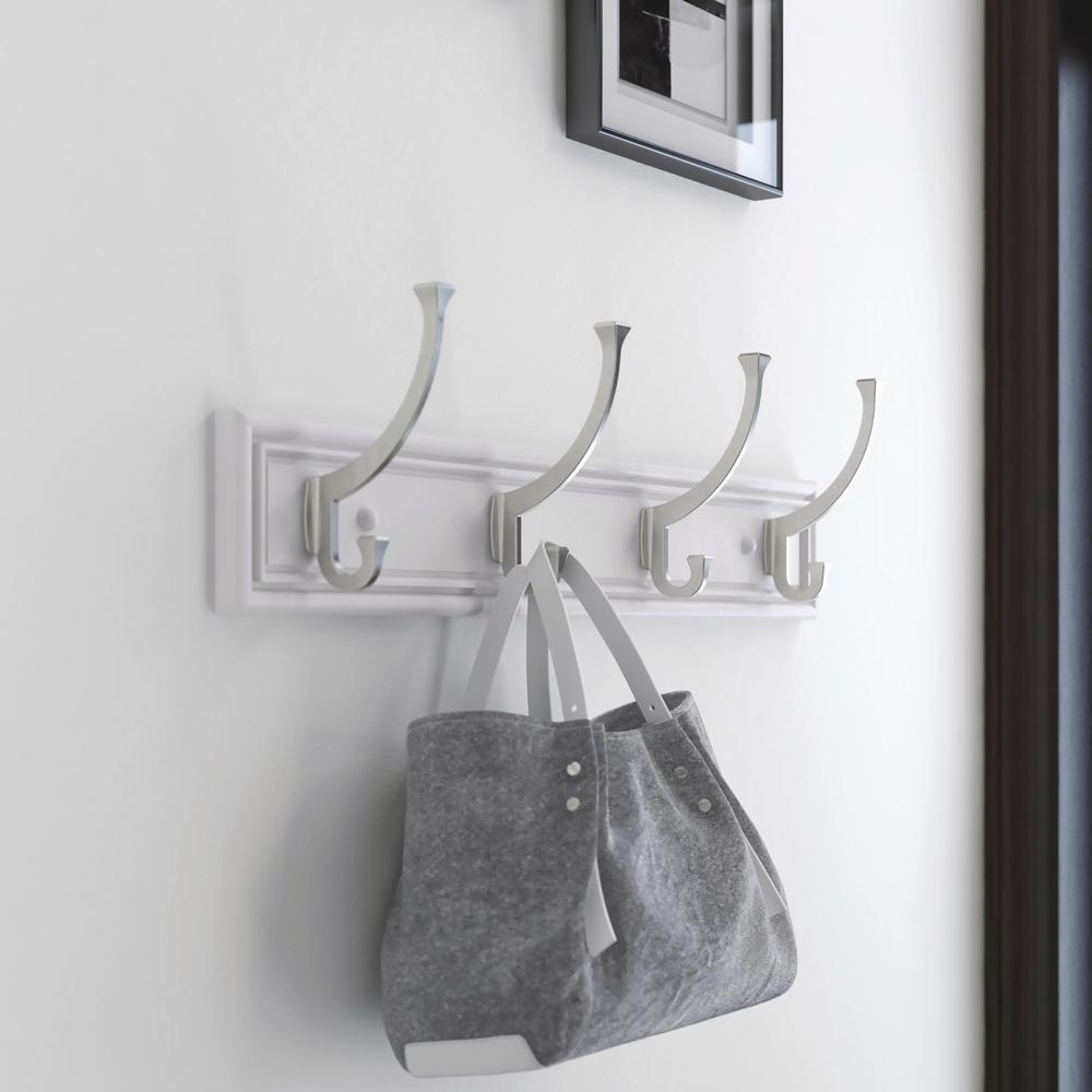 Sleek Square 24 in. White and Satin Nickel Hook Rack - Super Arbor