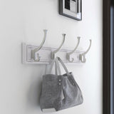 Sleek Square 24 in. White and Satin Nickel Hook Rack - Super Arbor