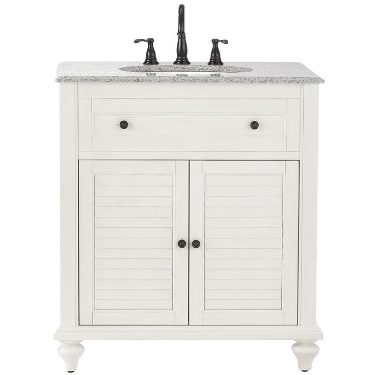 Hamilton Shutter 25 in. W x 22 in. D Bath Vanity in Sea Glass with Granite Vanity Top in Grey