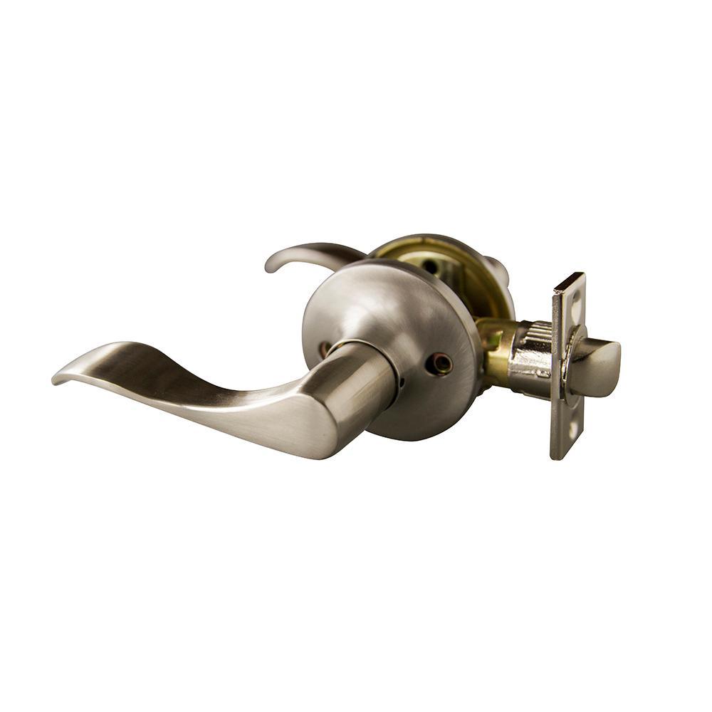 Stratford Satin Nickel Passage Hall/Closet Door Lever with Universal 6-Way Latch (6-Pack) - Super Arbor