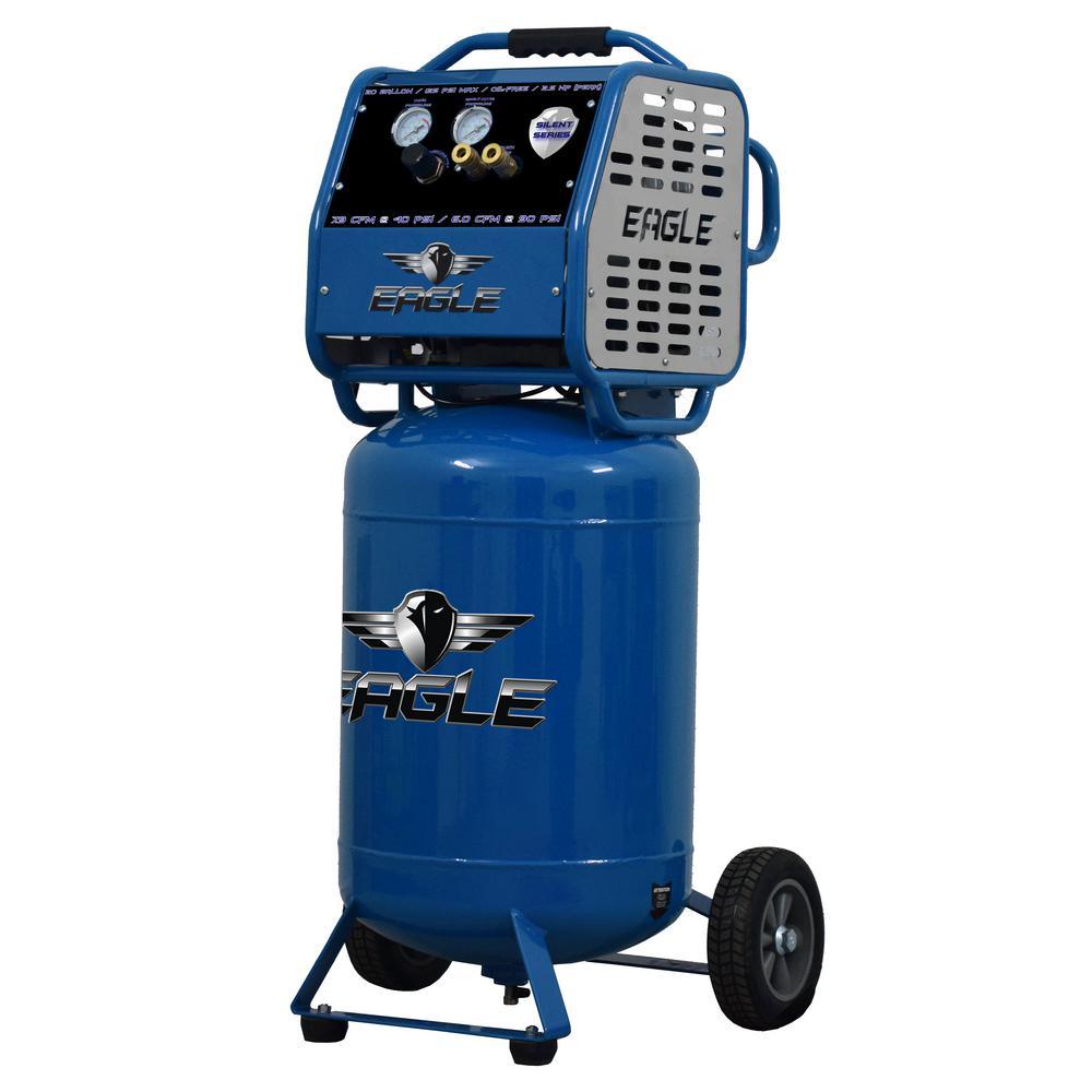 Silent Series, 2.5 HP Electric 115-Volt, Oil Free, 20 Gal. Vertical Portable - Super Arbor