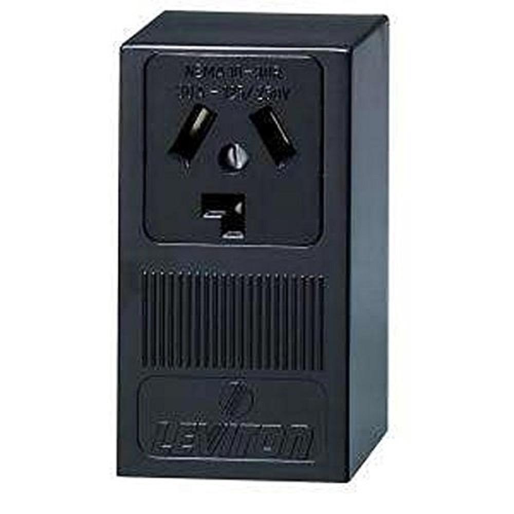 30 Amp Surface Mount Power Single Outlet, Black - Super Arbor
