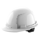Milwaukee BOLT White Type 1 Class C Front Brim Vented Hard Hat, 4-Point Ratcheting Suspension, with Dual Coat Lens Eye Visor