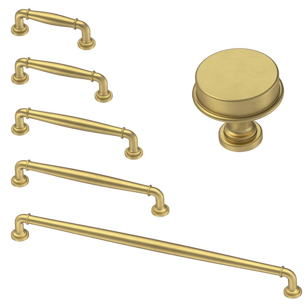 Classic Elegance 1-5/16 in. (33mm) Brushed Brass Round Cabinet Knob - Super Arbor