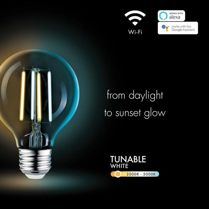 Globe Electric 60-Watt Equivalent Wi-Fi Smart G25 Vintage Edison Filament Tunable White LED Light Bulb