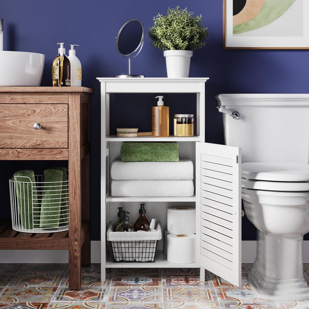Ellsworth 18 in. W x 32-17/25 in. H x 11-4/5 in. D Bathroom Linen Storage Floor Cabinet in White - Super Arbor