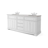Fremont 72 in. W x 22 in. D Double Vanity in White with Granite Vanity Top in Grey with White Sink - Super Arbor