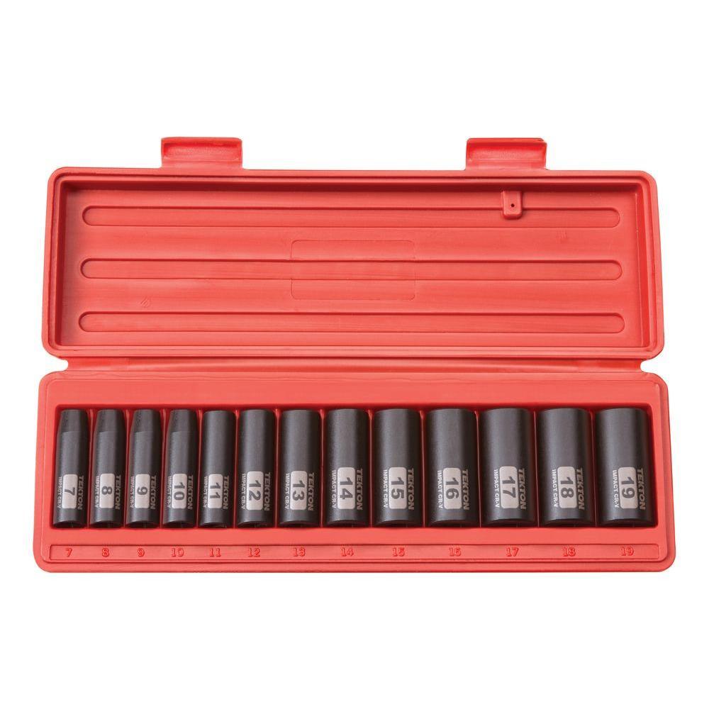 3/8 in. Drive 7-19 mm 6-Point Deep Impact Socket Set (13-Piece) - Super Arbor