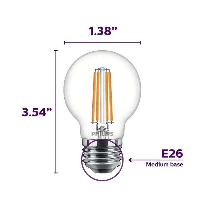 Philips 40-Watt Equivalent G16.5 Dimmable LED Light Bulb Soft White Globe (2-Pack)