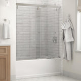 Simplicity 60 x 59-1/4 in. Frameless Mod Soft-Close Sliding Bathtub Door in Nickel with 1/4 in. (6mm) Clear Glass - Super Arbor
