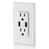 15 Amp Decora Combination Tamper Resistant Duplex Outlet and USB Charger, White (3-Pack) - Super Arbor