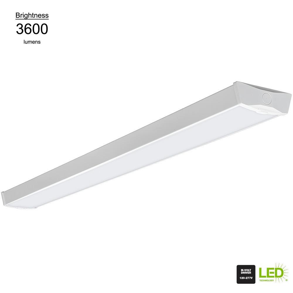 4 ft. 3600 Lumens Integrated LED White Wraparound Ceiling Light Flush Mount Multi-Volt Bright White 4000K (6-Pack) - Super Arbor