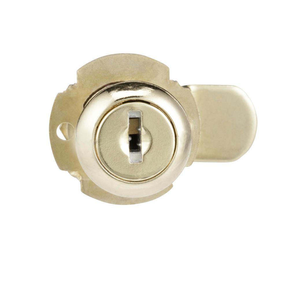 13/16 in., Steel, Brass Plated, Keyed Drawer and Cabinet Cam Lock - Super Arbor