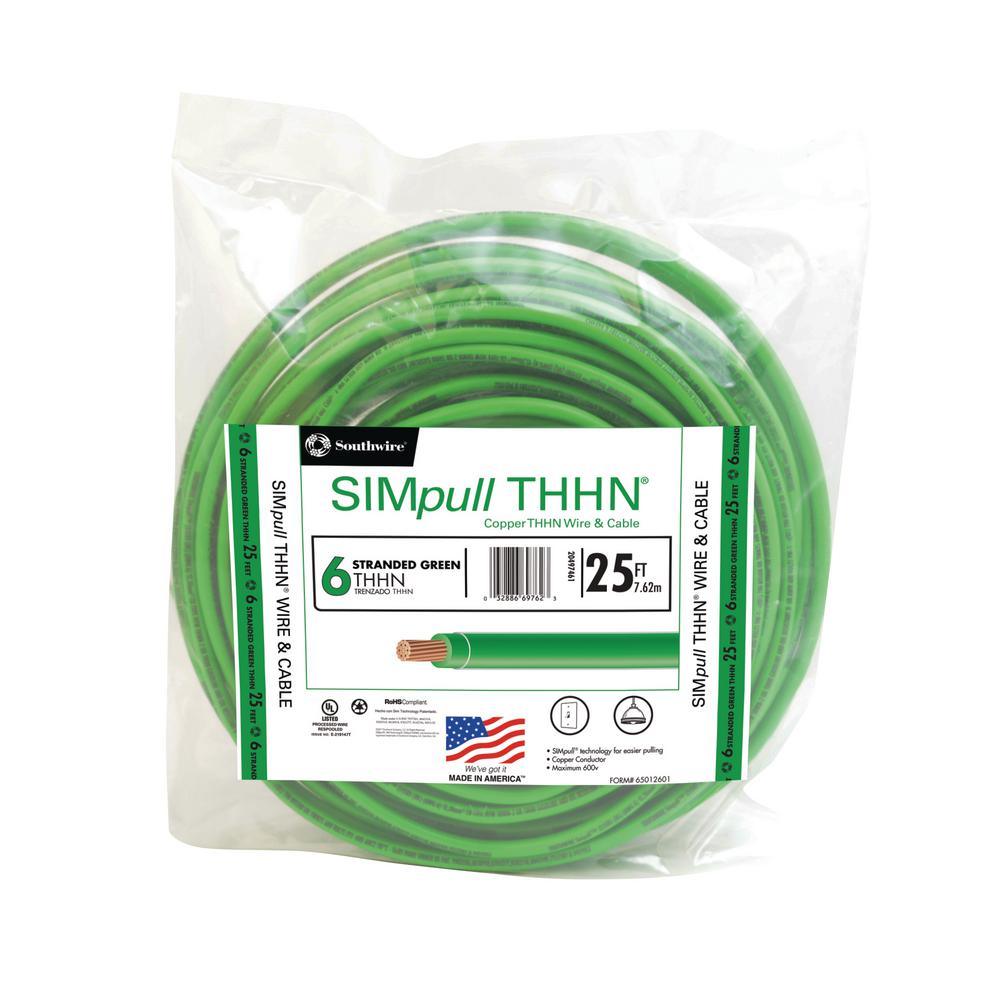 500 ft. 6 Black Stranded CU SIMpull THHN Wire - Super Arbor