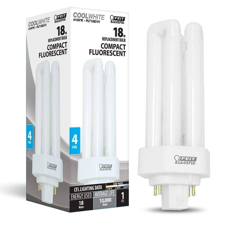 18-Watt Equivalent PL CFLNI Triple Tube 4-Pin Plug-in GX24Q-2 Compact Fluorescent CFL Light Bulb, Cool White (50-Pack)